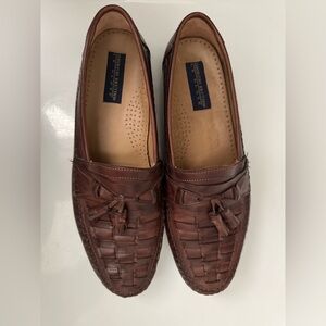 Giorgio Brutini Le Glove Woven Brown Leather Loafers with Tassels